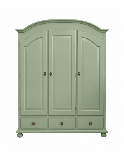 Armadio arte povera 3 porte 3 cassetti sagomato verde salvia 181x61x224