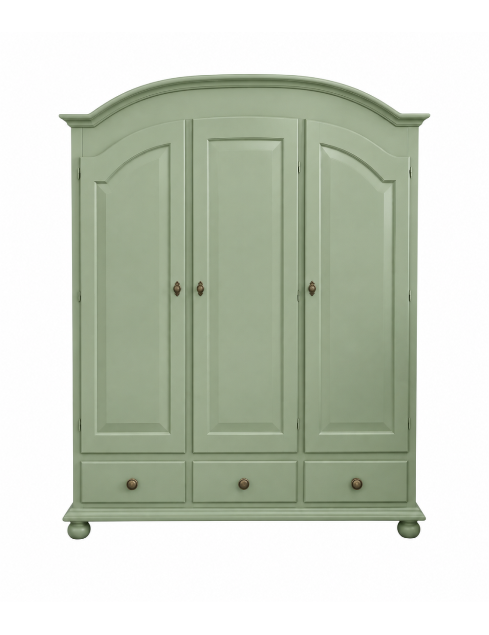 Armadio arte povera 3 porte 3 cassetti sagomato verde salvia 181x61x224