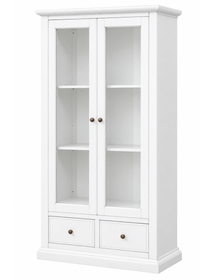 Vetrina 2 ante 2 cassetti in Legno shabby bianco 90X40X160