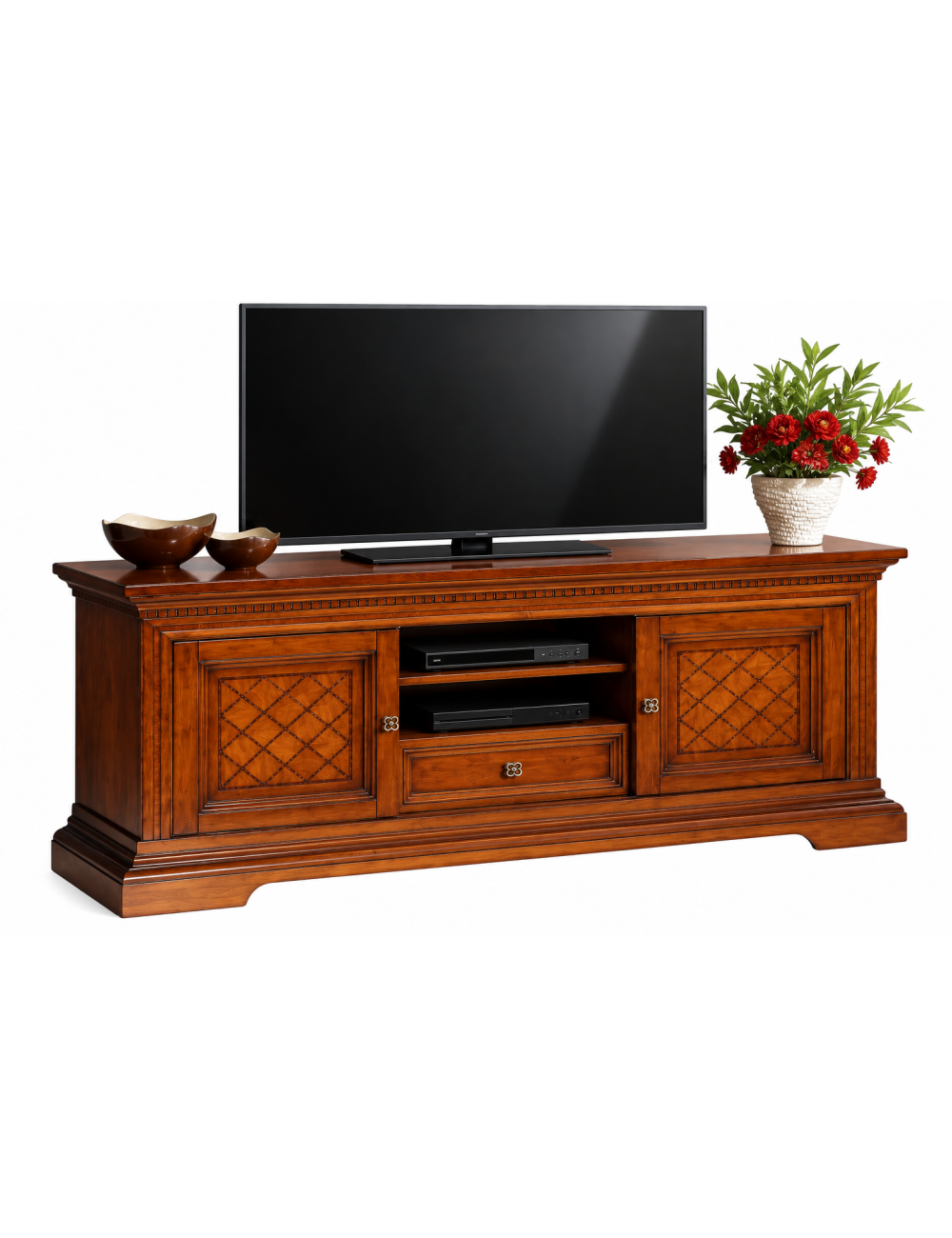 PORTA TV IN LEGNO 2 ANTE SCORREVOLI NOCE BASSANO L.169 P.53 H.75