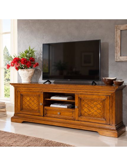 PORTA TV IN LEGNO 2 ANTE SCORREVOLI NOCE BASSANO L.169 P.53 H.75