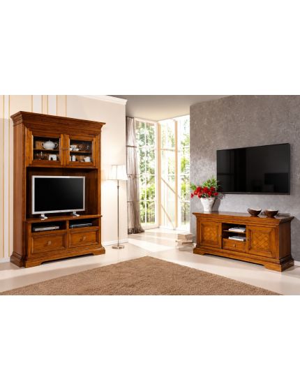 PORTA TV IN LEGNO 2 ANTE SCORREVOLI NOCE BASSANO L.169 P.53 H.75
