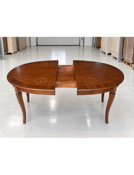 Tavolo ovale allungabile Classico Legno Intarsio Tinta Noce 160x110x77