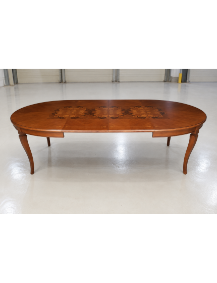 Tavolo ovale allungabile Classico Legno Intarsio Tinta Noce 160x110x77