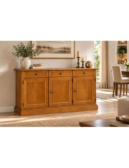 Madia Credenza in Legno 3 Porte Colore Rovere | 156x42x85 cm