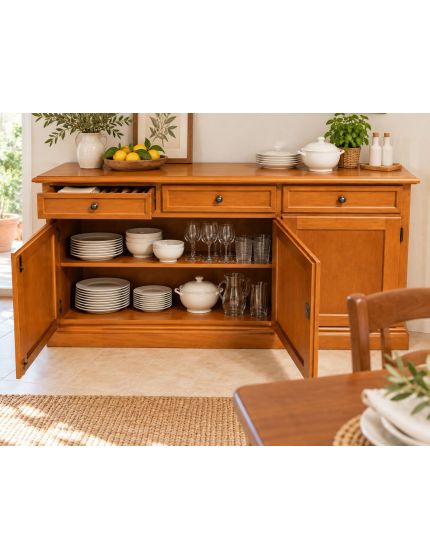 Madia Credenza in Legno 3 Porte Colore Rovere | 156x42x85 cm