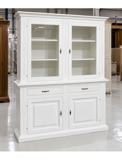 CRISTALLIERA CLASSICA SHABBY BIANCO INTARSI 168x48x222