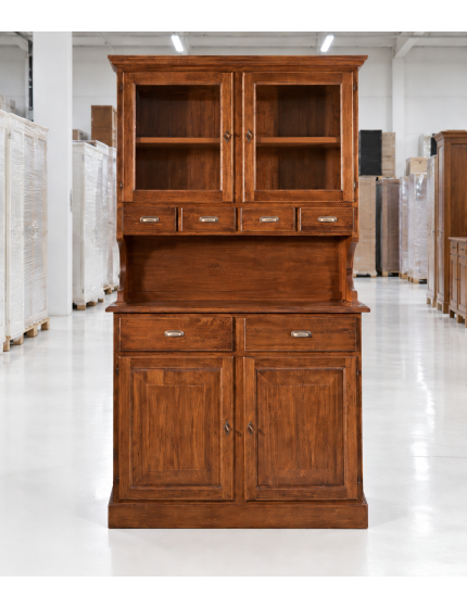 Cristalliera in legno massello 4 porte 6 cassetti  arte povera l.120 p.51 h.211 (850+851)