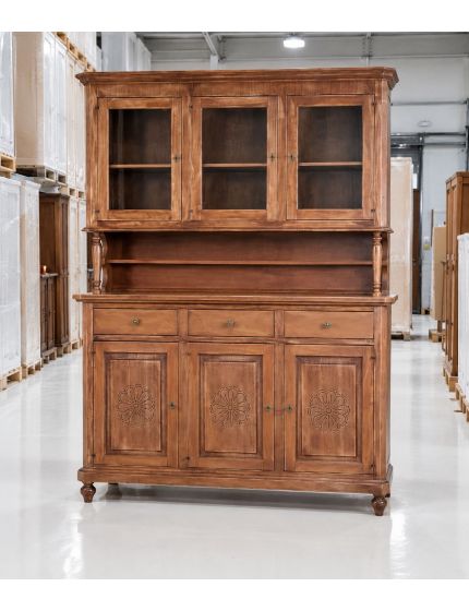CRISTALLIERA 3 PORTE ARTE POVERA NOCE CONSUMATO 150x43x205