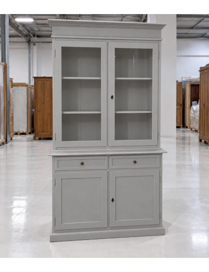 Cristalliera 2 porte 2 cassetti arte povera legno grigio 105x42x206