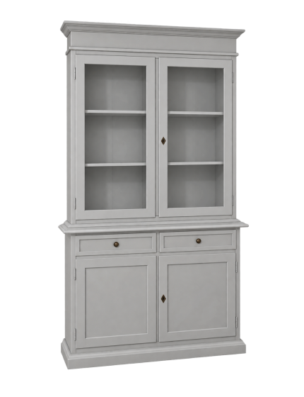 Cristalliera 2 porte 2 cassetti arte povera legno grigio 105x42x206