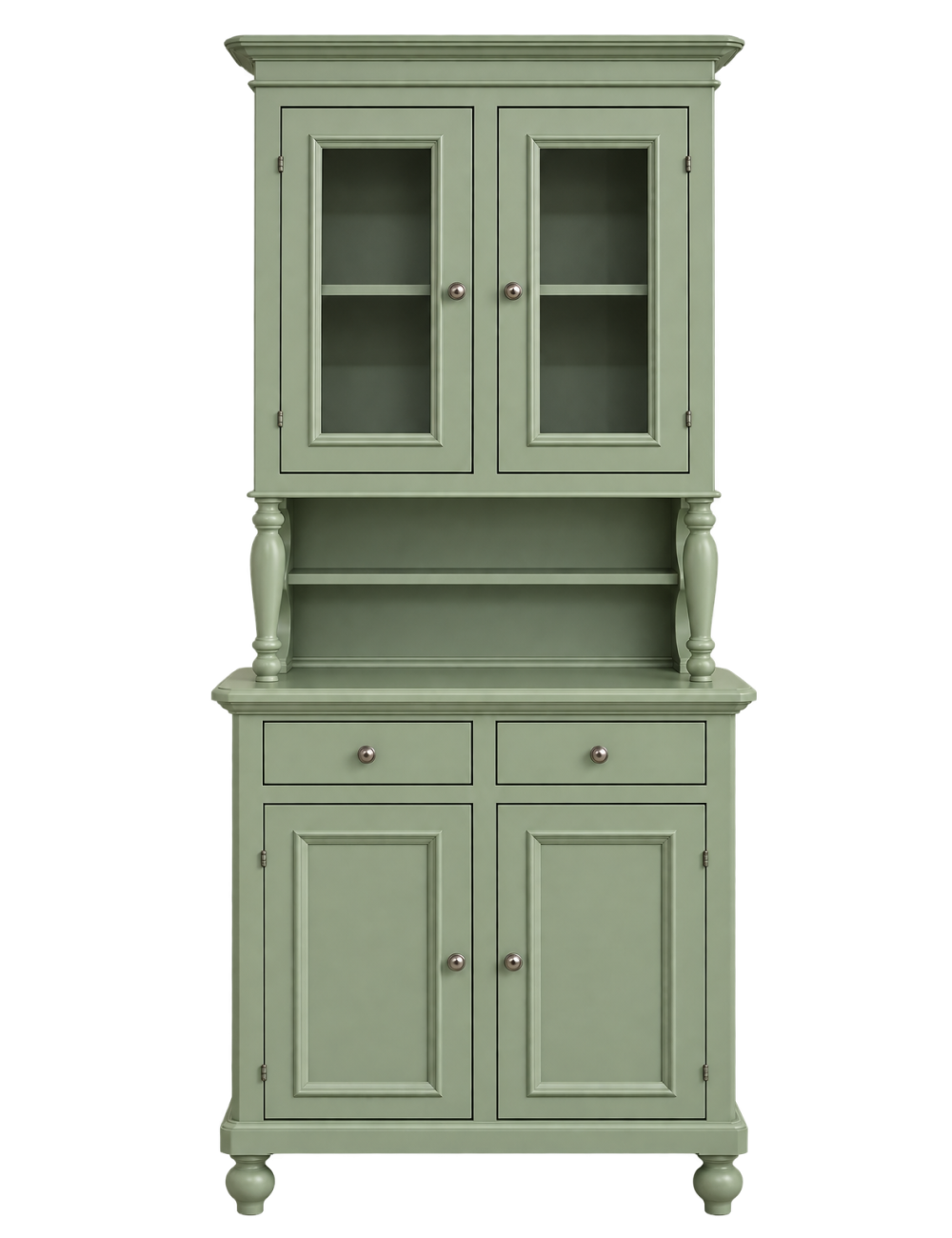 Cristalliera 2 ante napoletana arte povera in legno verde salvia 82x43x205