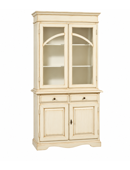 CRISTALLIERA CLASSICA 2 PORTE LEGNO AVORIO ANTICATO 105X42X205