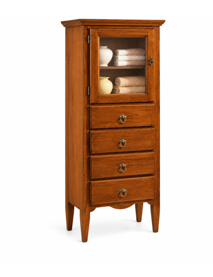VETRINA 1 PORTA 4 CASSETTI IN LEGNO TINTA NOCE L.57 x P.40 H.134
