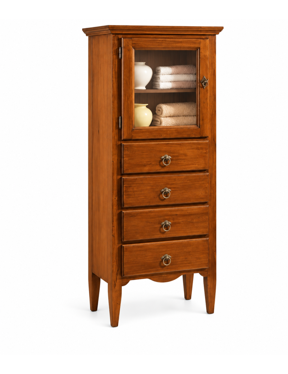 VETRINA 1 PORTA 4 CASSETTI IN LEGNO TINTA NOCE L.57 x P.40 H.134
