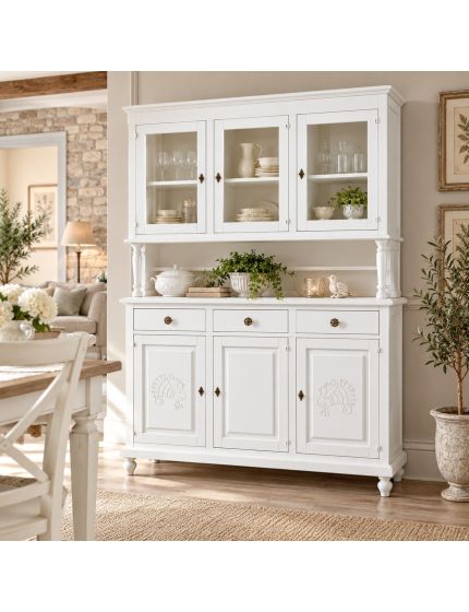 Cristalliera shabby legno bianco pavoncelle 150x43x208h