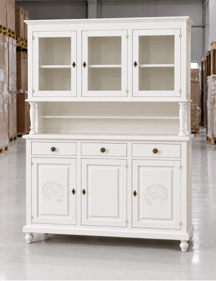 Cristalliera shabby legno bianco pavoncelle 150x43x208h