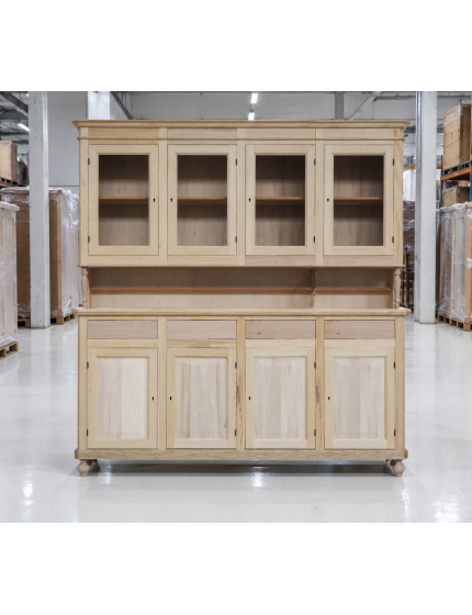 Cristalliera 4 porte 4 cassetti Legno grezzo 196x43x208