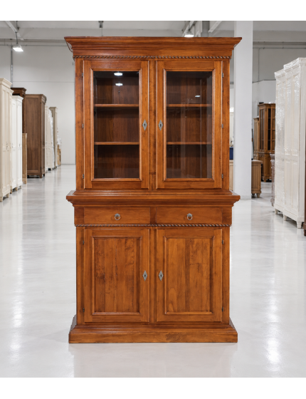 CRISTALLIERA 2 PORTE IN LEGNO NOCE ARTE POVERA 135x50x228 (601+602)