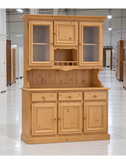 CRISTALLIERA 3 PORTE IN PINO MASSELLO COUNTRY NOCE BIONDO L.147 P.43 H.204