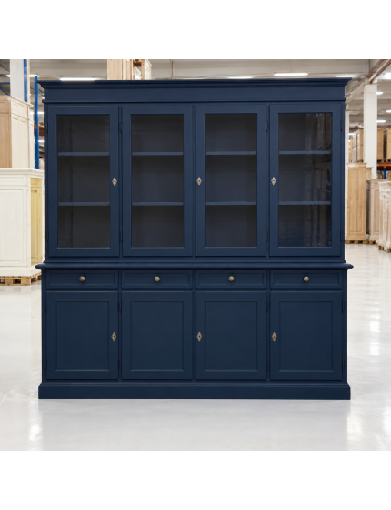 Cristalliera shabby 4 porte 4 cassetti legno blu 205X42X205
