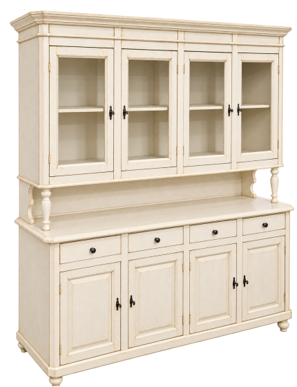 CRISTALLIERA ARTE POVERA 4 PORTE LEGNO SHABBY BIANCO ANTICATO 196X43X208H