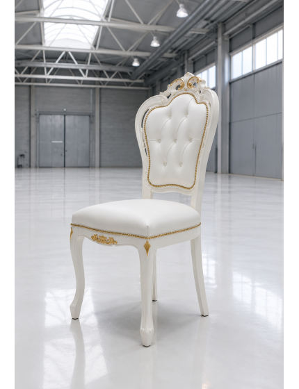 Sedia shabby legno capitoneè imbottita ecopelle oro 56x50x110