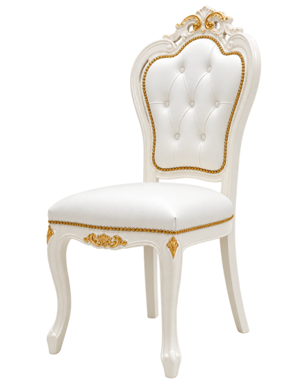 Sedia shabby legno capitoneè imbottita ecopelle oro 56x50x110