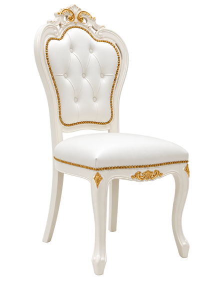 Sedia shabby legno capitoneè imbottita ecopelle oro 56x50x110