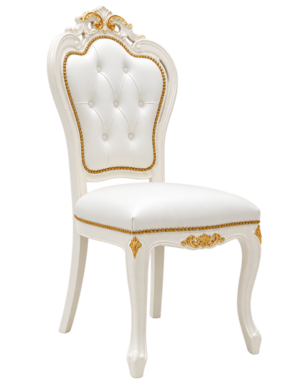 Sedia shabby legno capitoneè imbottita ecopelle oro 56x50x110