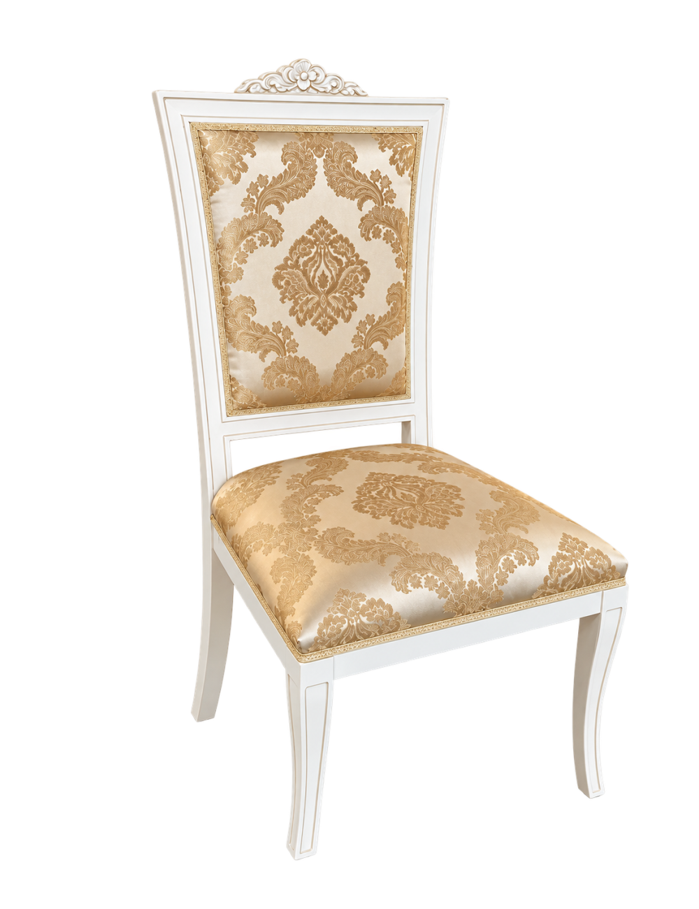 Sedia shabby legno bianco anticato imbottita beige 50x55x102