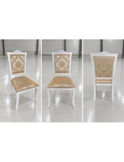 Sedia shabby legno bianco anticato imbottita beige 50x55x102