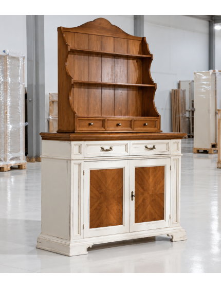 CREDENZA CON PIATTAIA CLASSICA LEGNO SHABBY 140X48x205