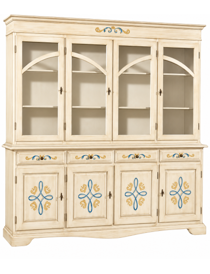 CRISTALLIERA CLASSICA 4 PORTE LEGNO DECORI VARI COLORI 205x42x205