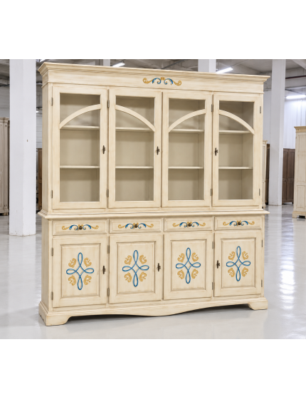 CRISTALLIERA CLASSICA 4 PORTE LEGNO DECORI VARI COLORI 205x42x205
