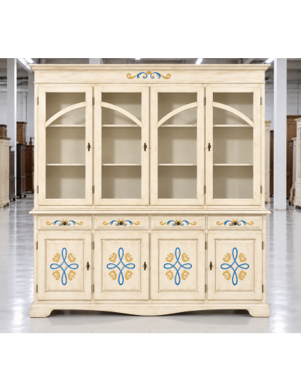 CRISTALLIERA CLASSICA 4 PORTE LEGNO DECORI VARI COLORI 205x42x205