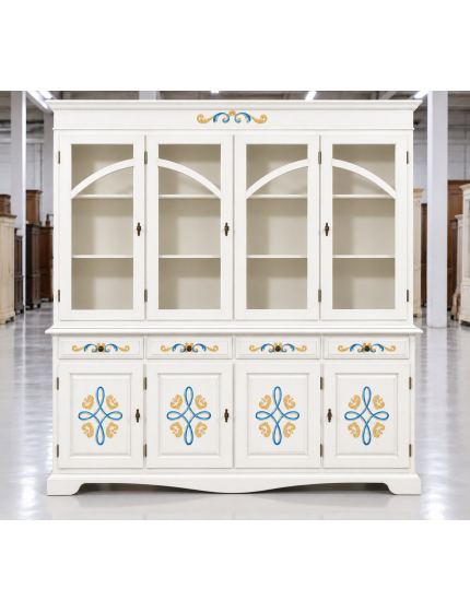 CRISTALLIERA CLASSICA 4 PORTE LEGNO DECORI VARI COLORI 205x42x205