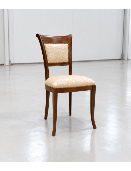 Sedia classica sagomata imbottita legno tinta noce 49x55x96