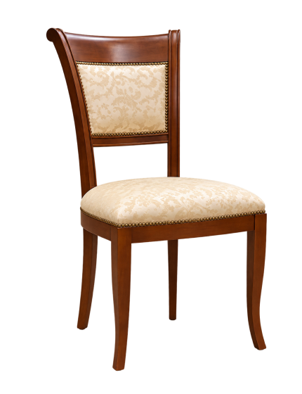 Sedia classica sagomata imbottita legno tinta noce 49x55x96