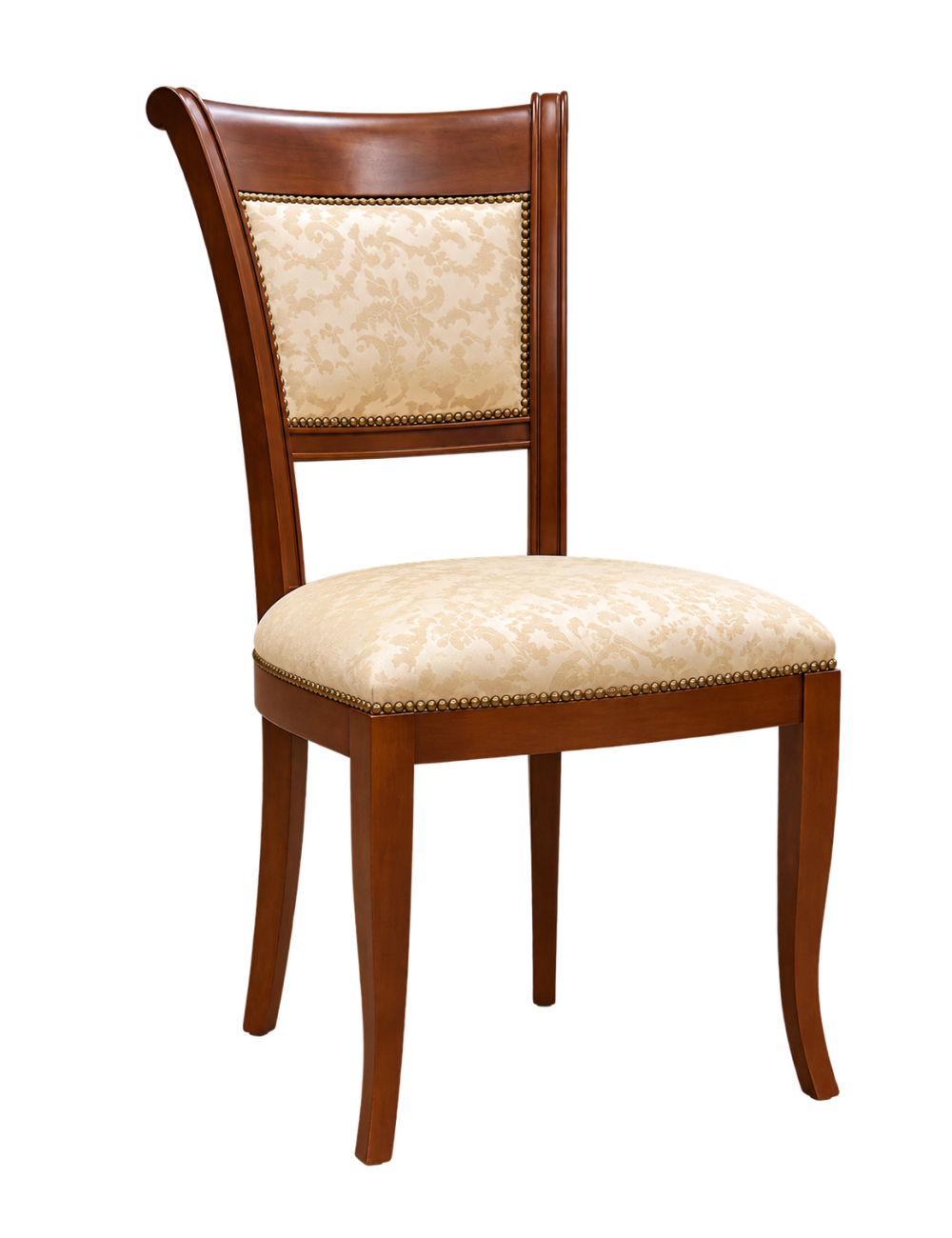 Sedia classica sagomata imbottita legno tinta noce 49x55x96