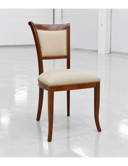 Sedia classica sagomata imbottita legno tinta noce 49x55x96