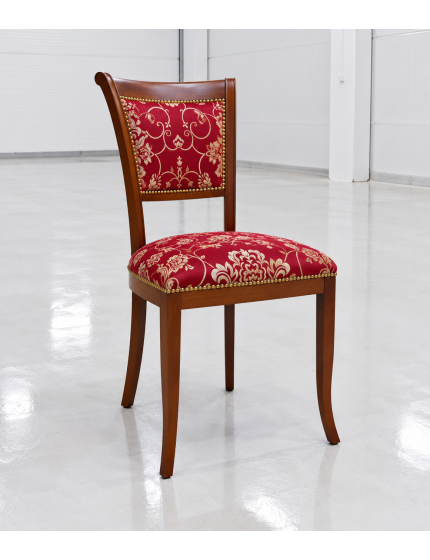 Sedia classica sagomata imbottita legno tinta noce 49x55x96