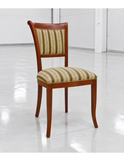 Sedia classica sagomata imbottita legno tinta noce 49x55x96
