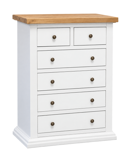 Cassettiera 6 cassetti in legno shabby bianco naturale 62x37X93