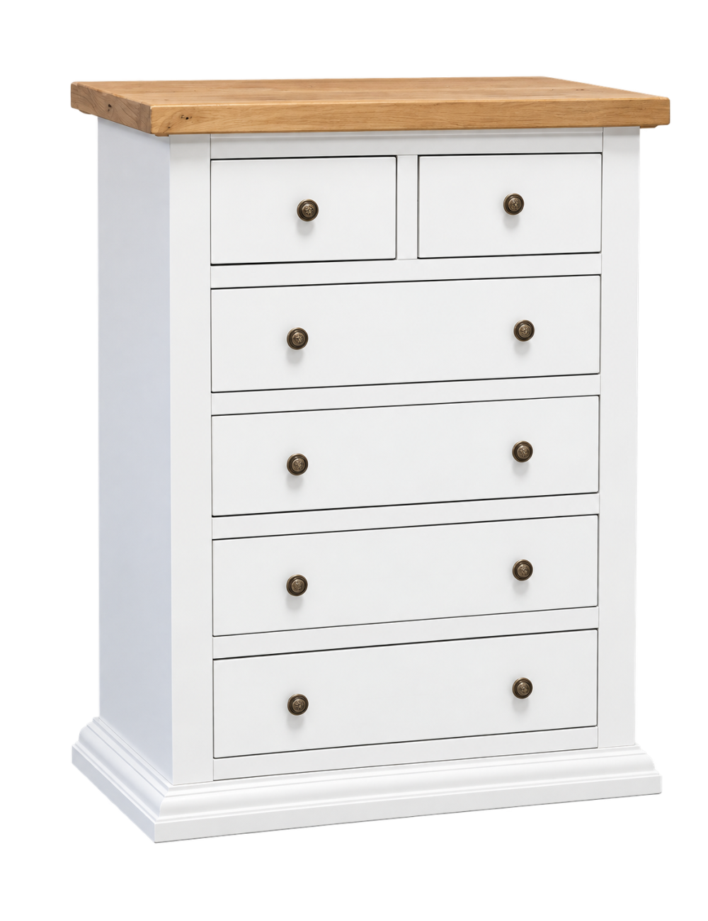 Cassettiera 6 cassetti in legno shabby bianco naturale 62x37X93