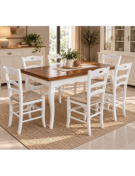 Tavolo classico allungabile legno ondulato bicolore 100x70 120x80 140x80 160x85