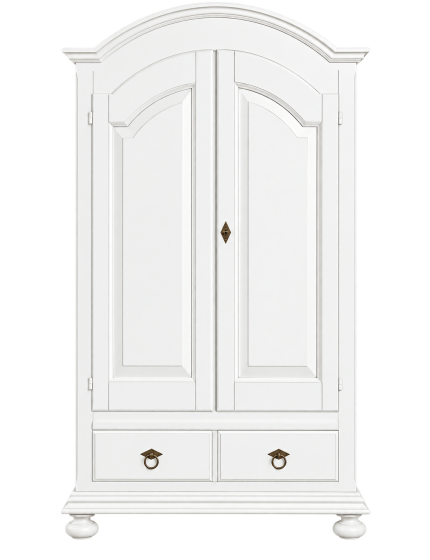 Armadio shabby bianco opaco con cappello tondo 125x60x200