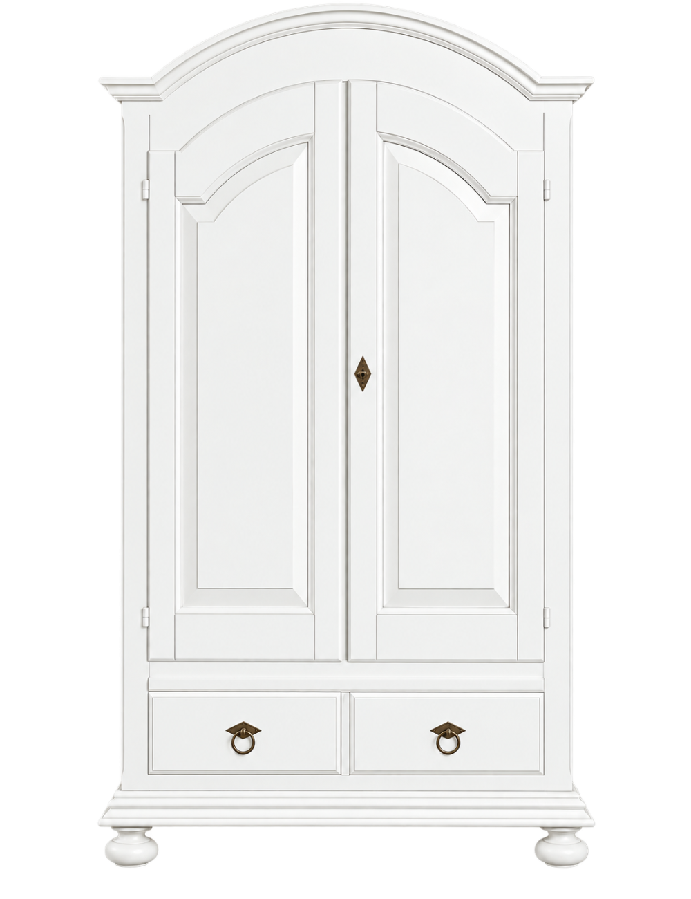Armadio shabby bianco opaco con cappello tondo 125x60x200
