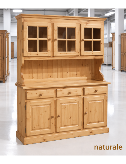 CRISTALLIERA 3 PORTE IN PINO MASSELLO COUNTRY L.147 P.43 H.195