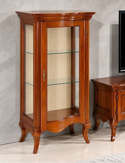 Vetrina 1 anta classica Legno massello tinta noce 51X44X108